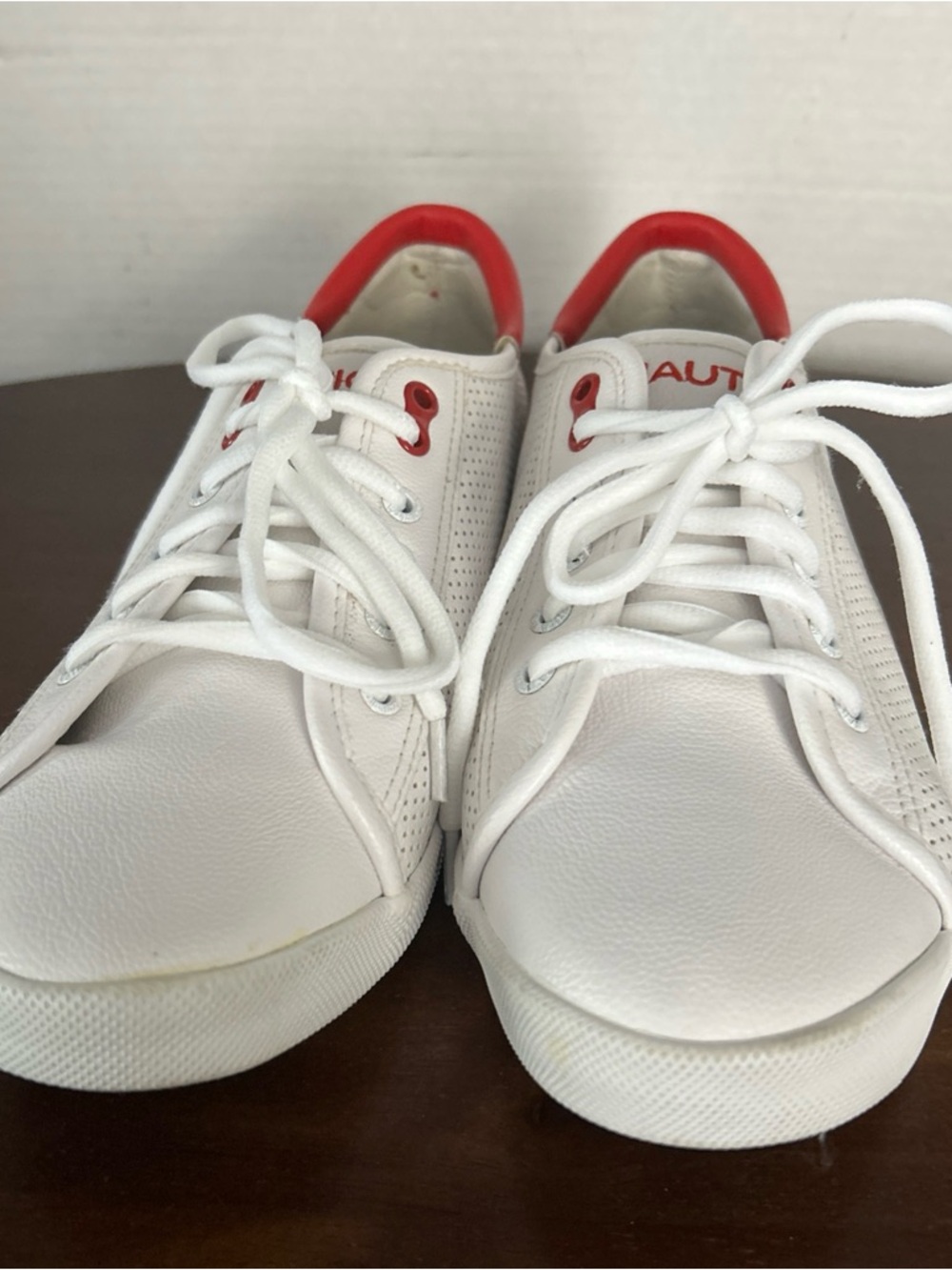 Nautica White and Red Low-Top Sneakers